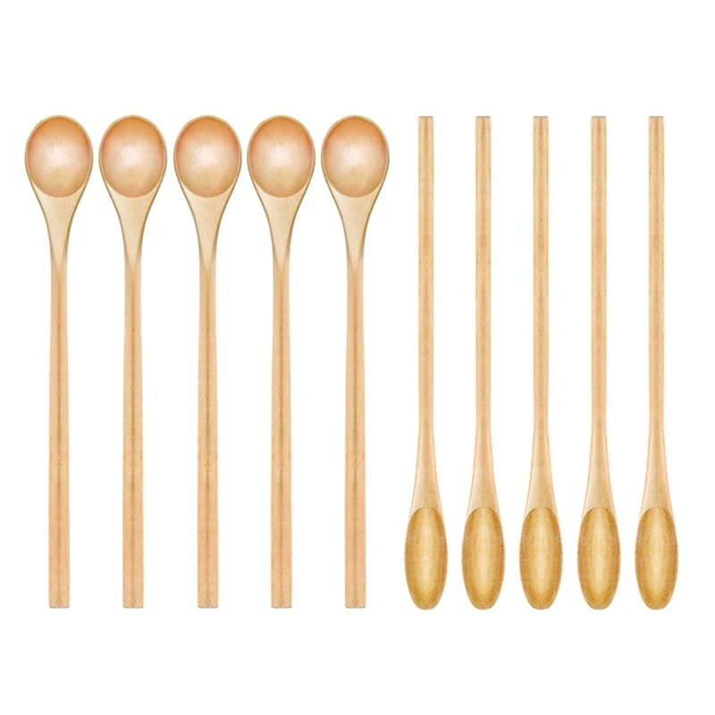 

10 PCS Wooden Coffee Spoon Long Handle Wooden Mixing Spoon Long Handle Wooden Teaspoon Stirring Spoon For Kitchen Mixing