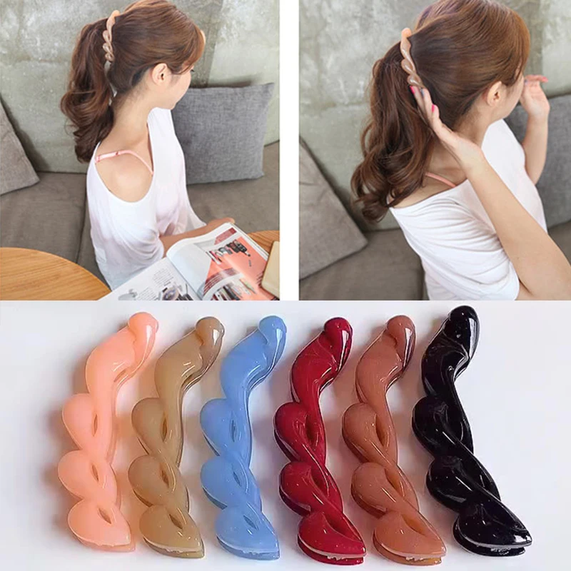 

Big Acrylic Banana Hair Clips Clamp Solid Candy Hairpins Hairgrips Barrettes for Women Girls Ponytail Holder Hair Accessories