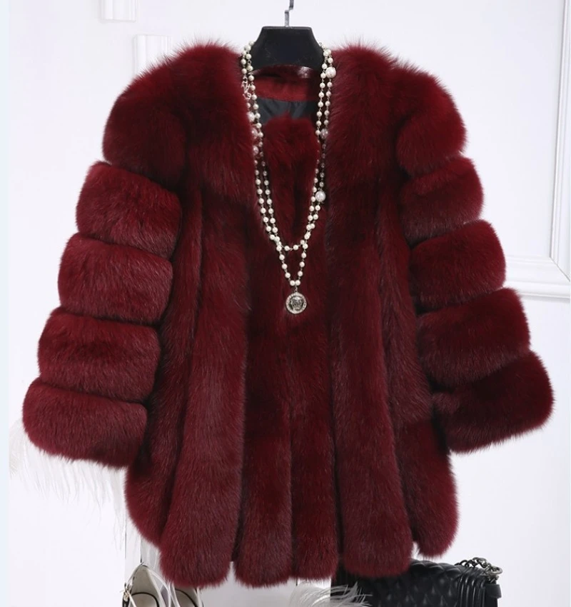 Faux Fur Coat Women's Fur Wholesale Imitation Fox Fur New Mid-length Coat Long-sleeved Wholesale