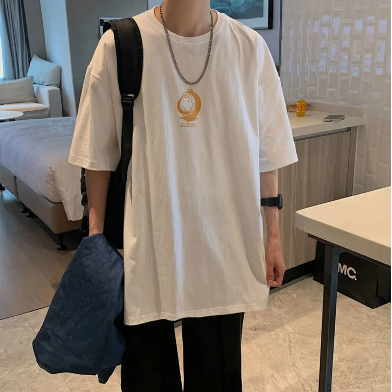

Privathinker Moon Graphic Harajuku Мужская футболка оверсайз Повседневная Базовая футболка Летняя футболка с коротким рукавом Хлопковая мужская одежда