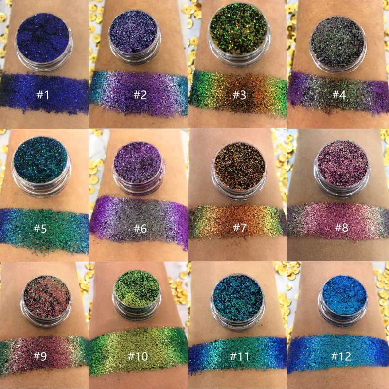 

Colorful Aurora Chrome Chameleon Flakes Eyeshadow Multi Peacock Galaxy Flake Dust Nail Art Mirror Pigment Cosmetic