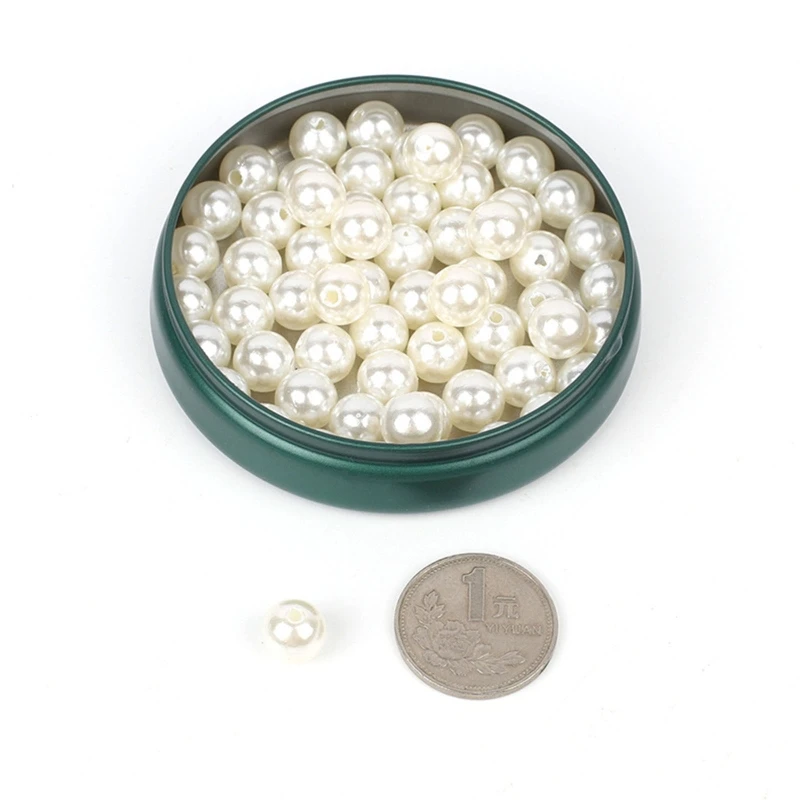 

10pcs Imitation Pearl Beads for Jewelry Making Round Faux Pearls with Hole