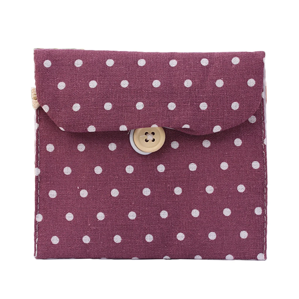 

Women Girls Linen Small Dot Button Pouch Purse Wallet Coin Purses Organizer Money Key Pouch Case