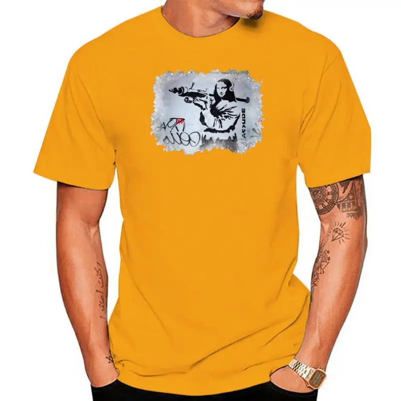 

Omona Lisa Graffiti Banksy - Graphic Cotton T Shirt Short & Long Sleeve Colorful Tee Shirt