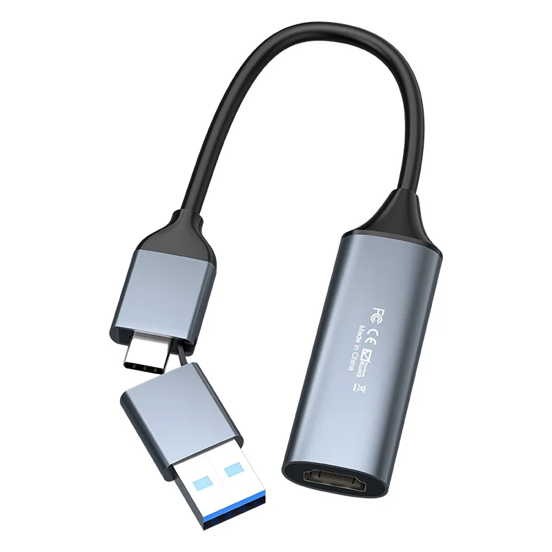 Фото Хит продаж: HD-адаптер HDMI на Micro USB 2.0/3.0 USB-C для захвата видео, запись 1080p 30fps/4k 60fps, запись звука в реальном времени для устройств OTG, MP4. №2