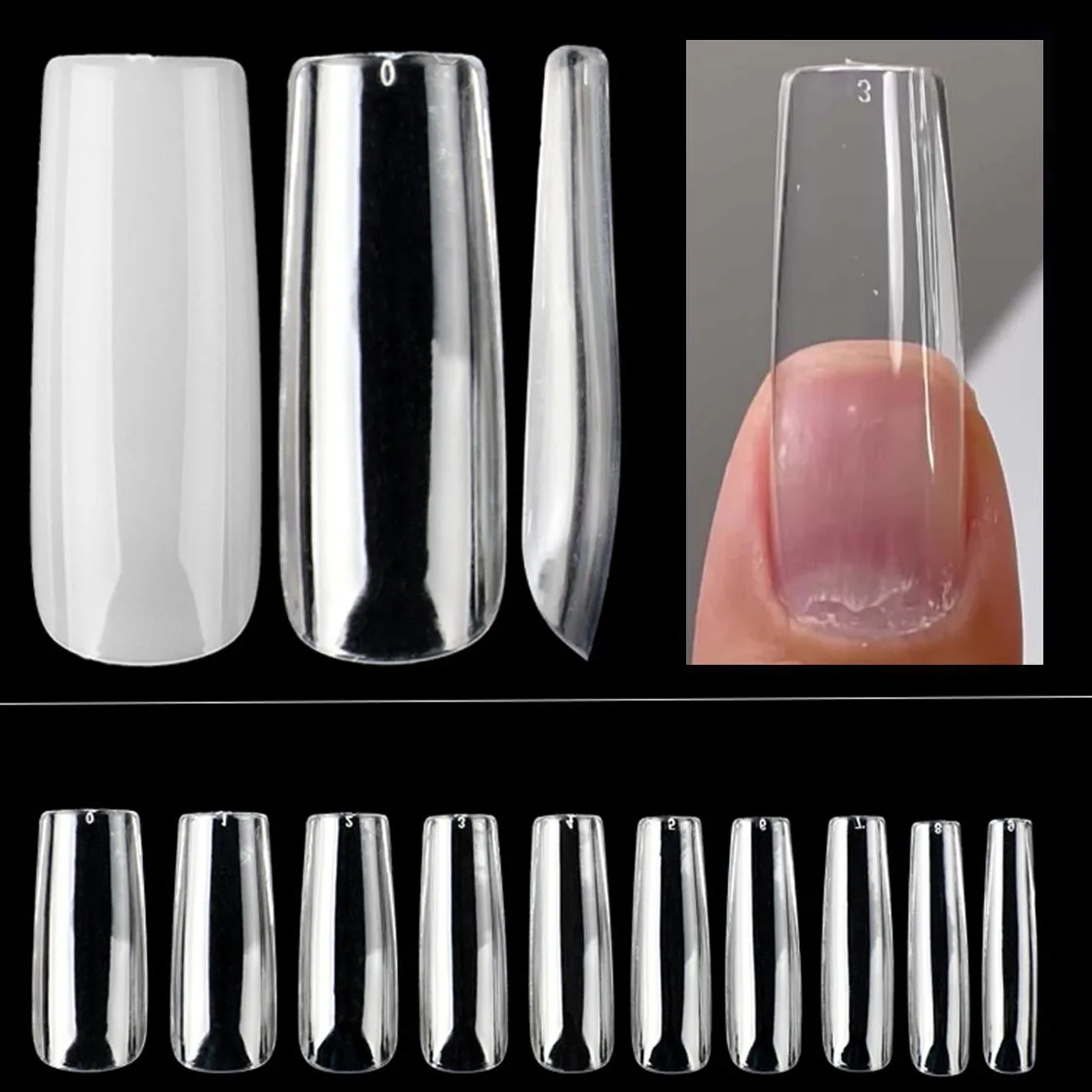 

Long False Nails ExtensionTips Full Cover Sculpted Sqaure Artificial Nails Gel XL Press On Nails