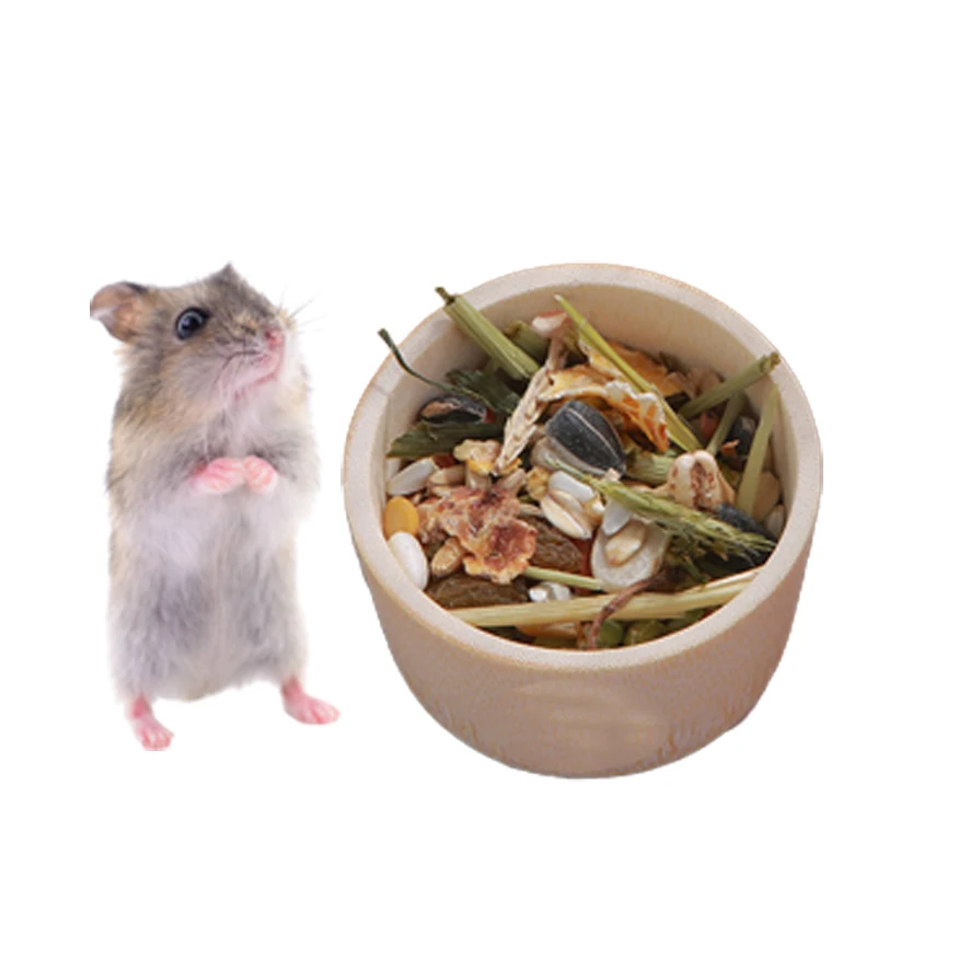 

Bamboo fixed food bowl Natural Food Bowl Hamster Golden Bear Squirrel Food Box Log Chewing Toy Molar Food Bowl Pets Supplies