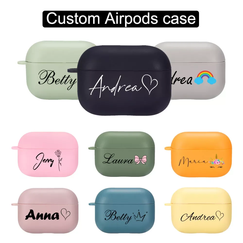 

Custom for airpods Pro Case Luxury DIY Name Love Heart Funda Silicone Cover 2 Case Cute Pod Earphone Accessories