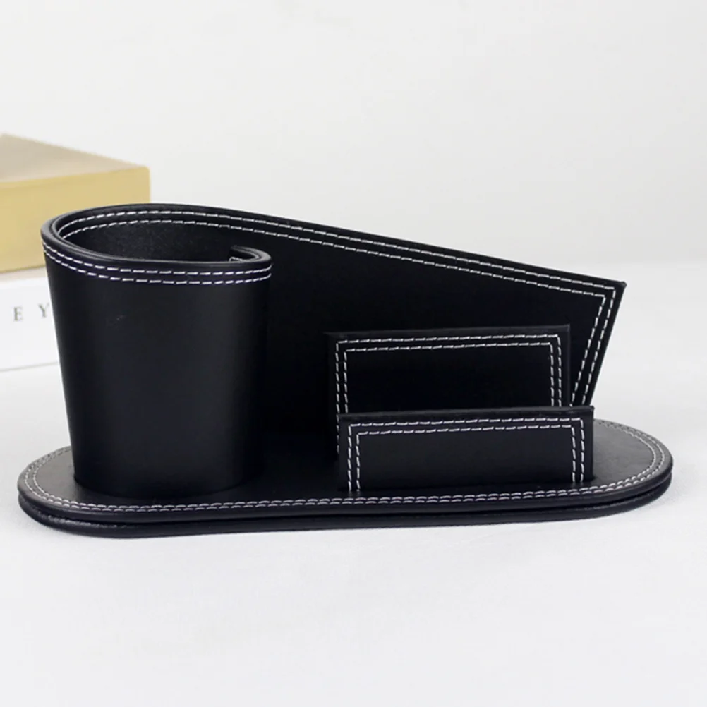 

Business Card Holder Office Supplies Organizer Pu Pen Holders Stand Desk