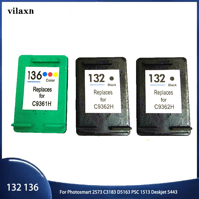 

Совместимый сменный чернильный картридж vilaxh 132 136 для принтера HP 132 136 для Photosmart 2573 C3183 D5163 PSC 1513 Deskjet 5443