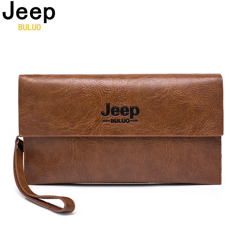 

Мужские длинные кошельки JEEP BULUO, оранжевая Сумка-клатч из искусственной кожи, с отделением для карт, на молнии, все сезоны, 2019
