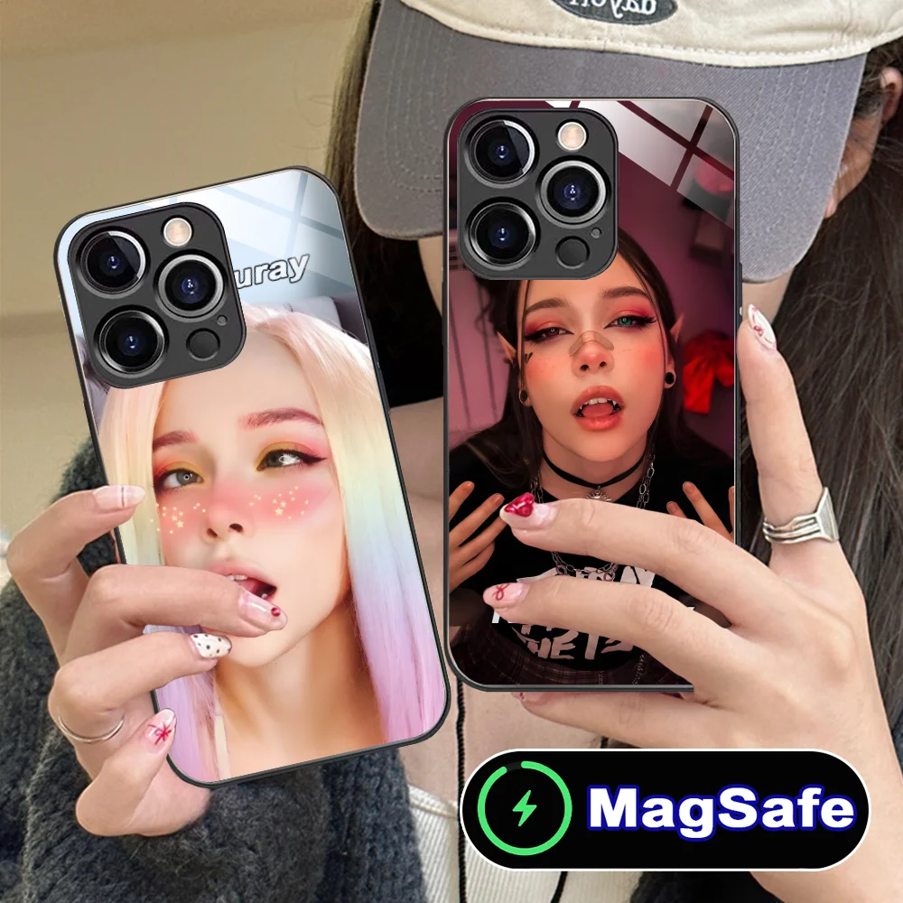 Kate Kuray Mobile Phone Case for iPhone 16 15 14 13 12 11 Pro Max Plus Mini MagSafe Wireless Charging Glass Cellphones Cover