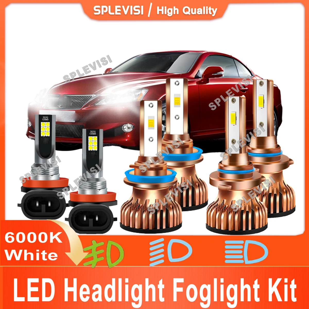 

Car Led Light 6000K White High Low Beam Foglight Kit 9005 H11 H11 Replace For Lexus IS250 RX350 2010 2011 2012 2013 2014 2015