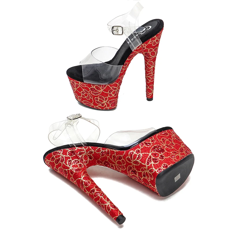 Leecabe 17CM/7Inch Women's Platform Sandals  party High Heels Shoes Pole Dancing Shoes