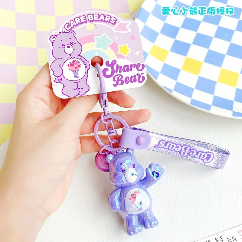 Фото Новинка, подлинный брелок Carebears из серии с гальваническим покрытием, милые Мультяшные безделушки, Женская сумочка, подвеска, подарок на день рождения для детей №4