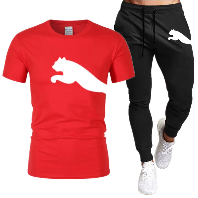 2023 Summer Clothing Brand Men's Tracksuit T-shirt Trousers Sports 2 Piece Sets Jogging Short Sleeve Sweatpants Sportswear Suit