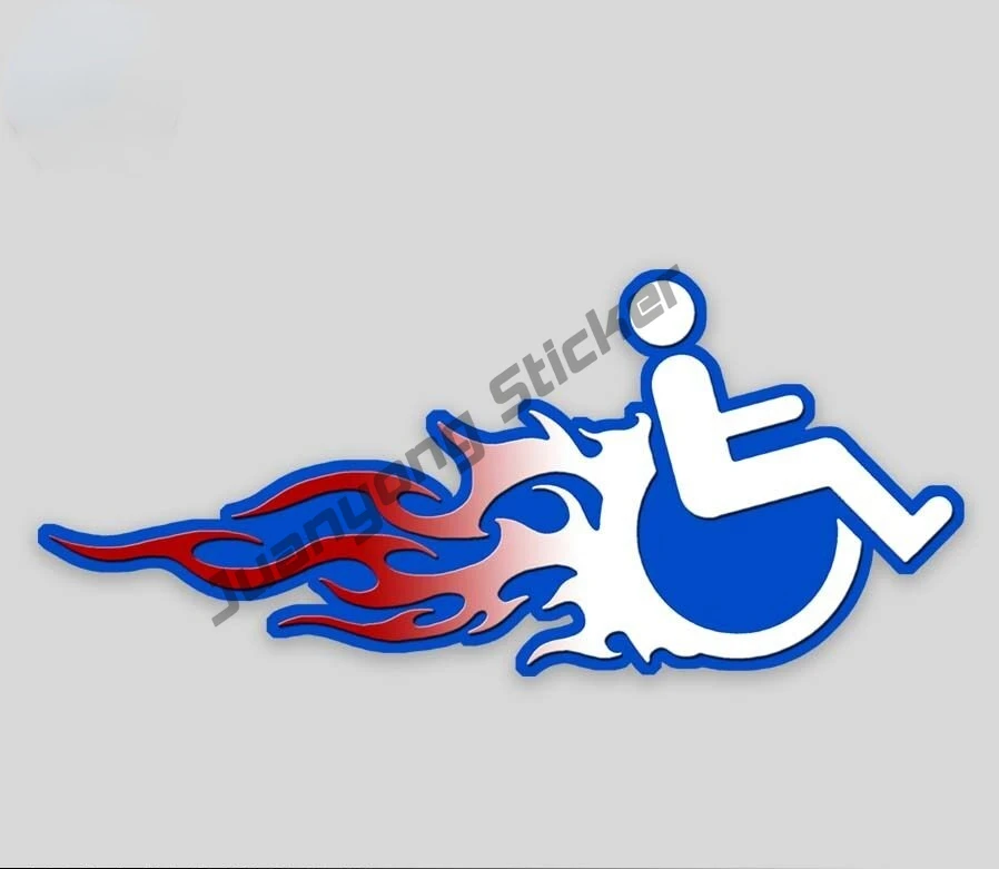 

Car Stickers Funny Hot Rod Handicapped Wheelchair Decal Handicap Flames Truck Car Sticker for Bumper Bodywork Windshield Auto