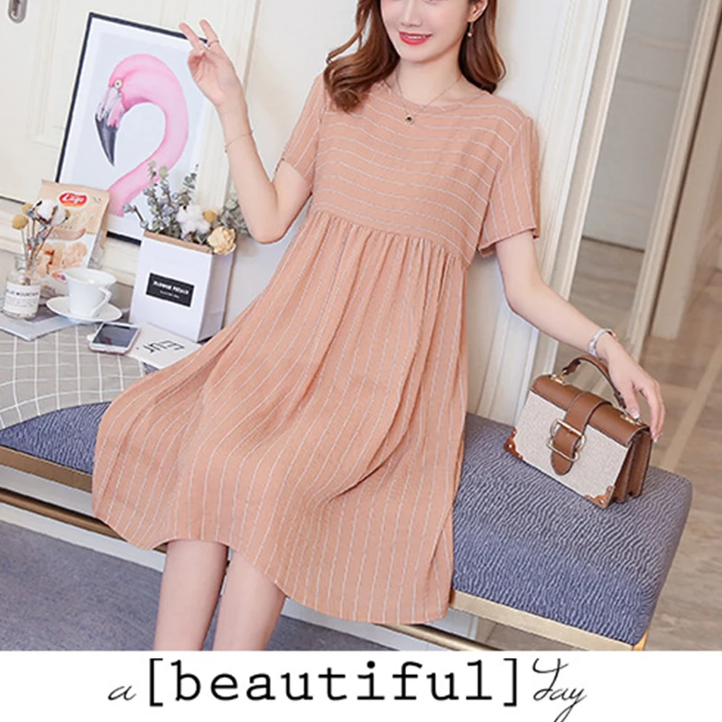 Платье для беременных на весну и лето с оборками коротким рукавом