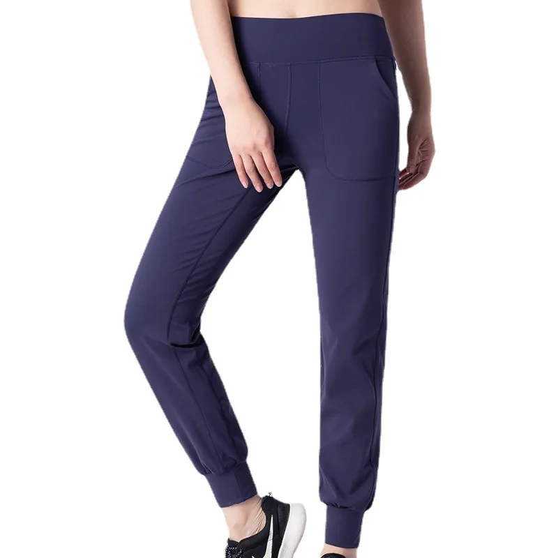 Xlwsbcr Women Naked-feel Fabric Loose Fit Sport Active Lounge Jogger Elastic Leggings with Two Side Pockets Full Length