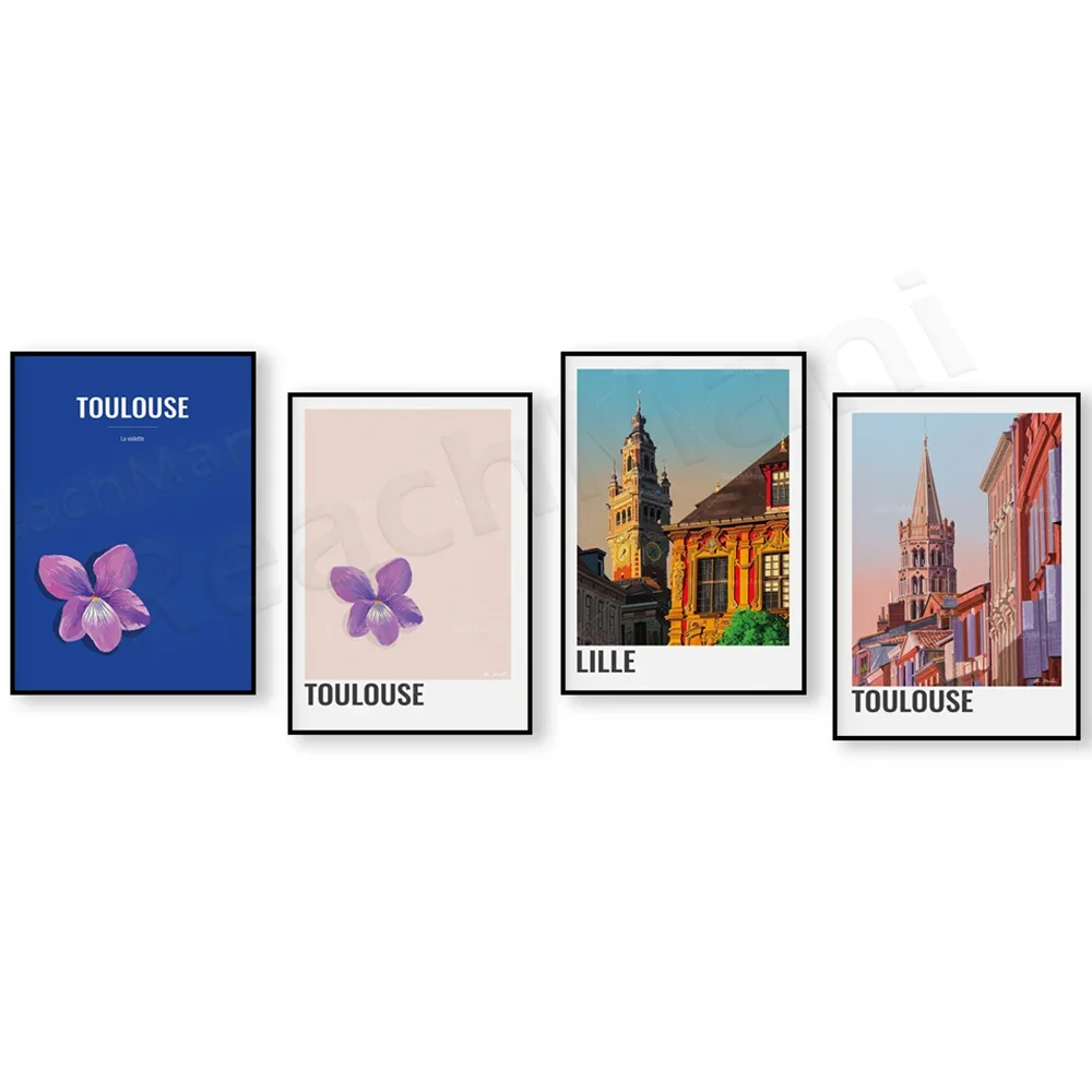 Это Toulouse — Rue de Taur и собор Святого-Серна плакат Violet город Лилльла Франции