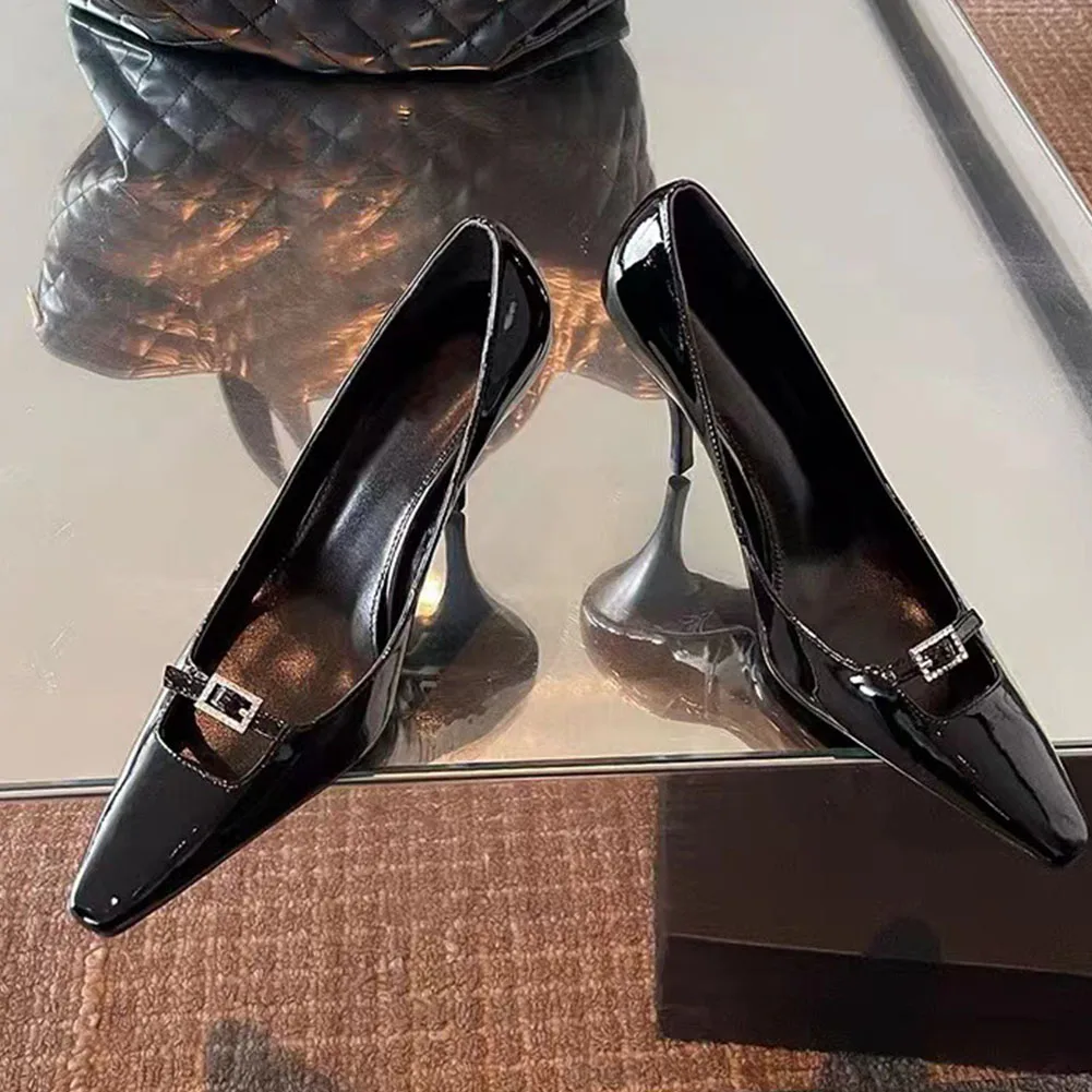 Great Quality 2023 New Genuine Leather Women's Shoes Black Party Lady Elegant Kitten Thin High Heels Modern Lady Basic Pumps