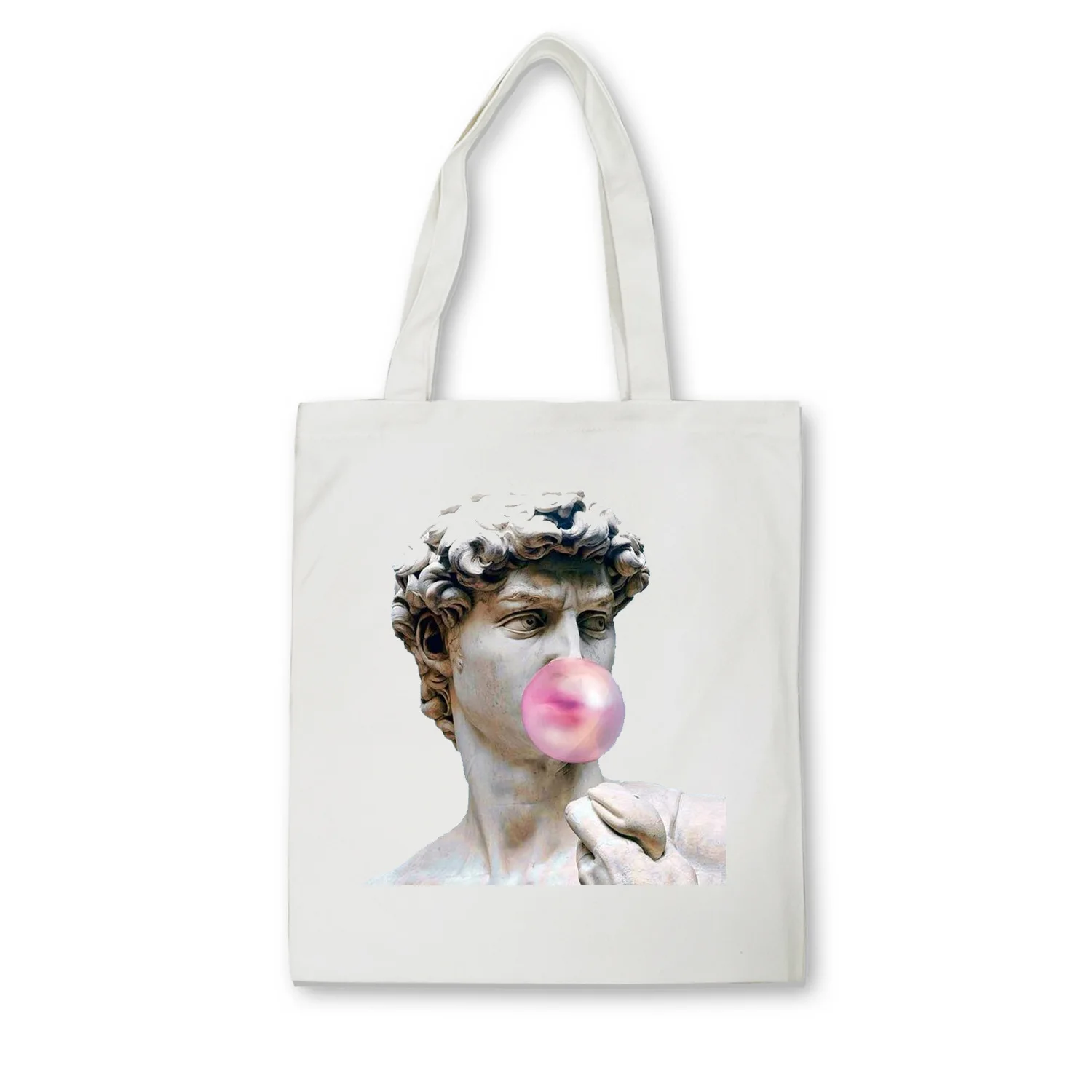 

DICHOS Women's Canvas Handbags large capacity classic sculpture print Colorful Shoulder Bag Eco Reusable retro Shopping Bag