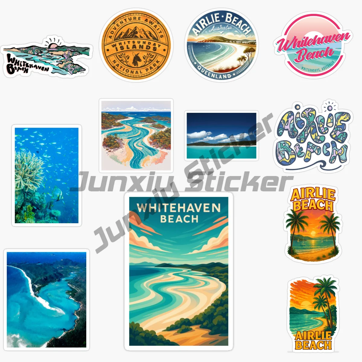 Фото Whits Sunday Islands Australia Coral Sea Whitehaven Beach Пейзаж Виниловая наклейка для автомобиля Самоклеящаяся наклейка JDM №1