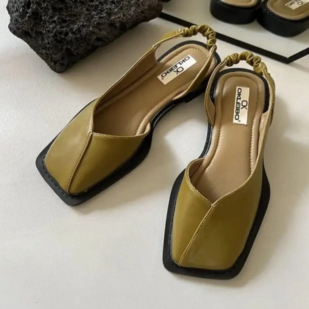 Повседневные женские сандалии с эластичной полоской модные кожаные туфли