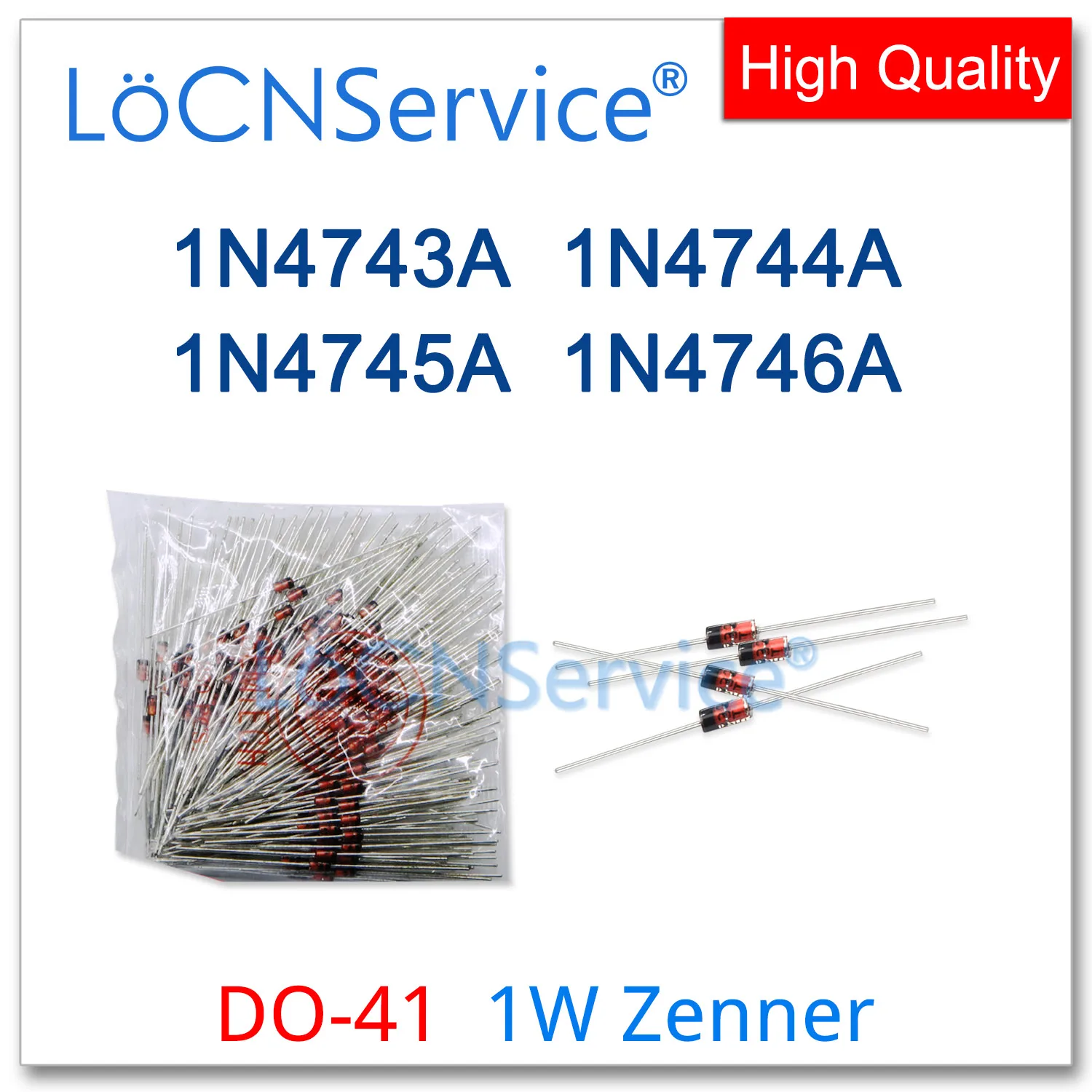 

LoCNService 250PCS 1W DO41 1N4743A 1N4744A 1N4745A 1N4746A 13V 15V 16V 18V Silicon Planar Power Zener Diodes High quality