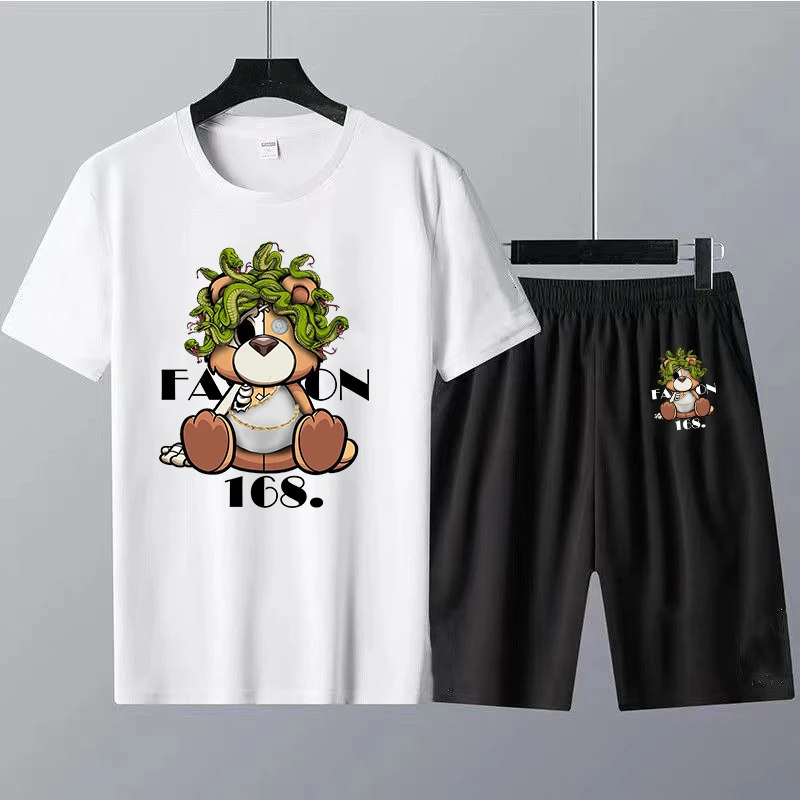 Summer Short Sleeve T Shirt and Shorts Set Cotton Mens T-Shirts Set Letter Print High Quality Oversized Women Tee