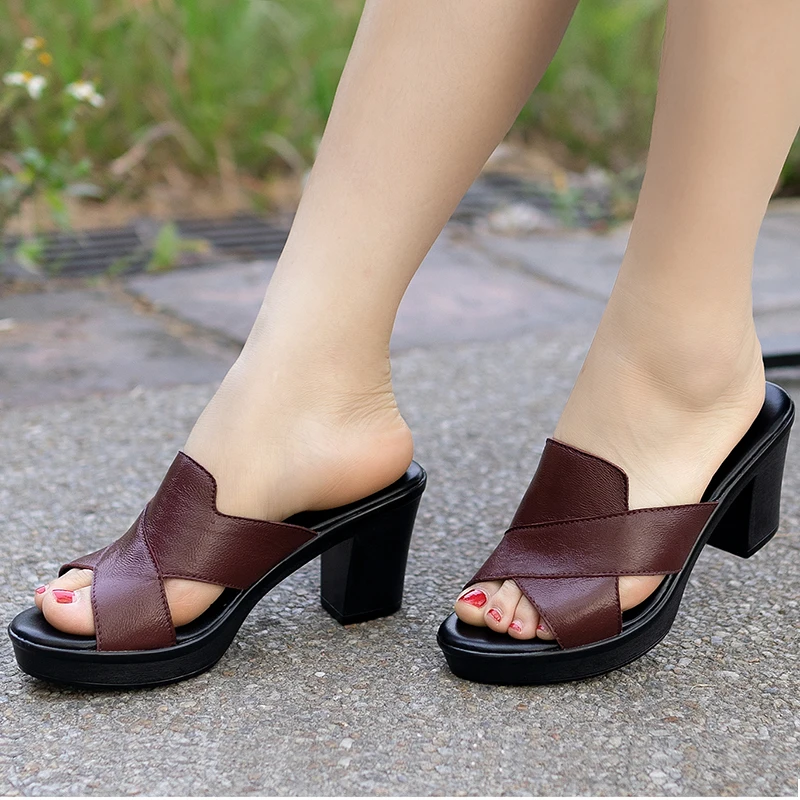 

Sandals Women 2022 Summer New Chunky Heel Sandals Sexy Heels Women's Shoes Ladies Office Slippers Sandalias Plus Size 35-42