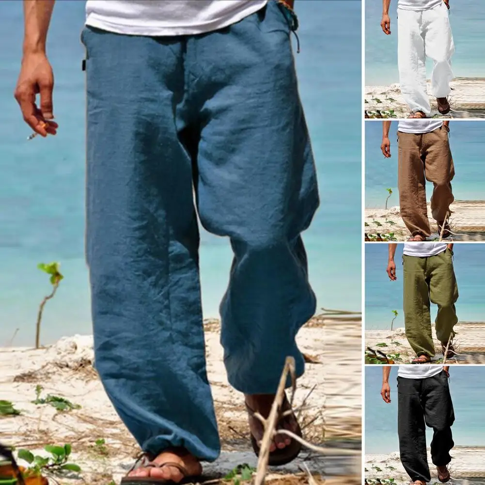 

Solid Color Pockets Elastic Waist Loose Pants Mid Rise Wide Leg Mid Waist Long Trousers Spring Autumn Bottoms Casual Pants 2022