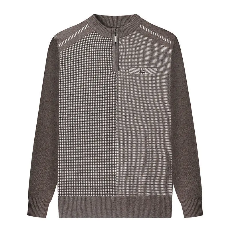 

High Quality Men's Long Sleeved Pullover Loose Stripe Patchwork Jumper Round Neck Sweaters Knitting Sweater Spring Autumn G26