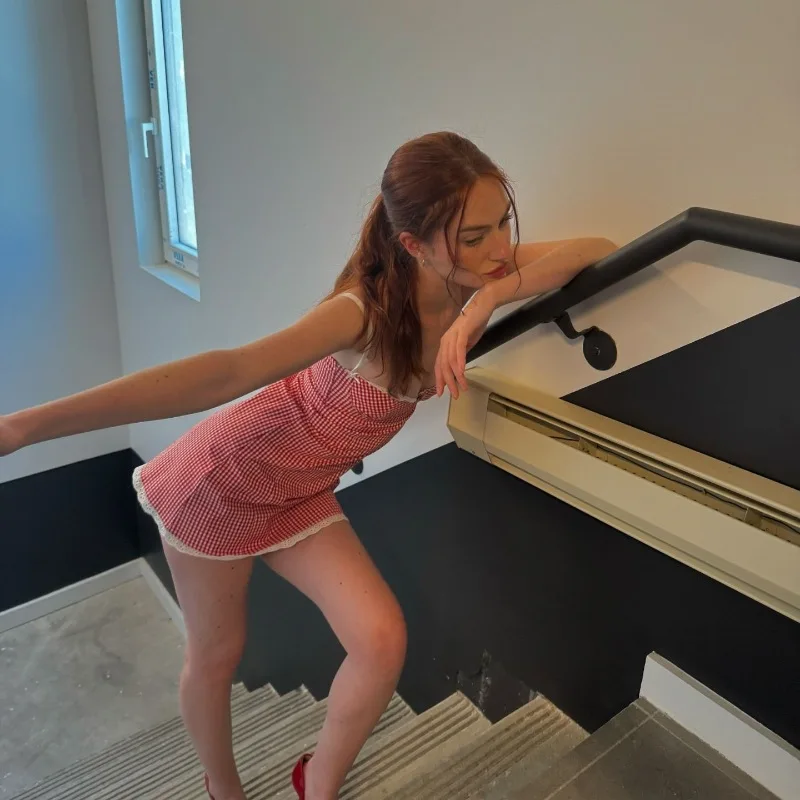 Y2K клетчатое мини-платье на тонких бретельках милое вечернее платье для девочек