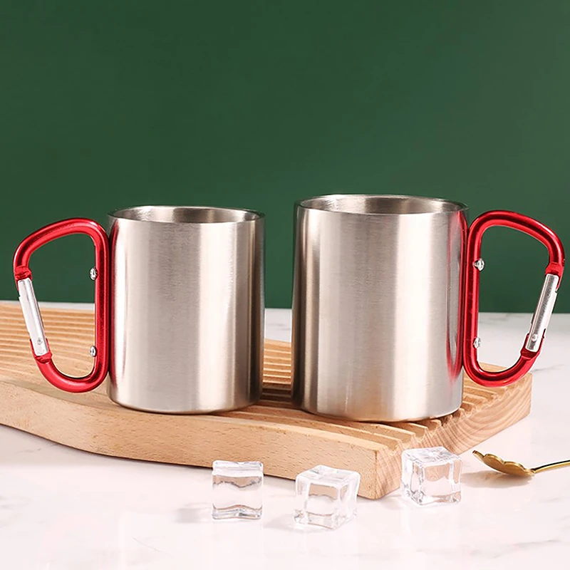 Туристическая кружка из нержавеющей стали с карабином 220 мл