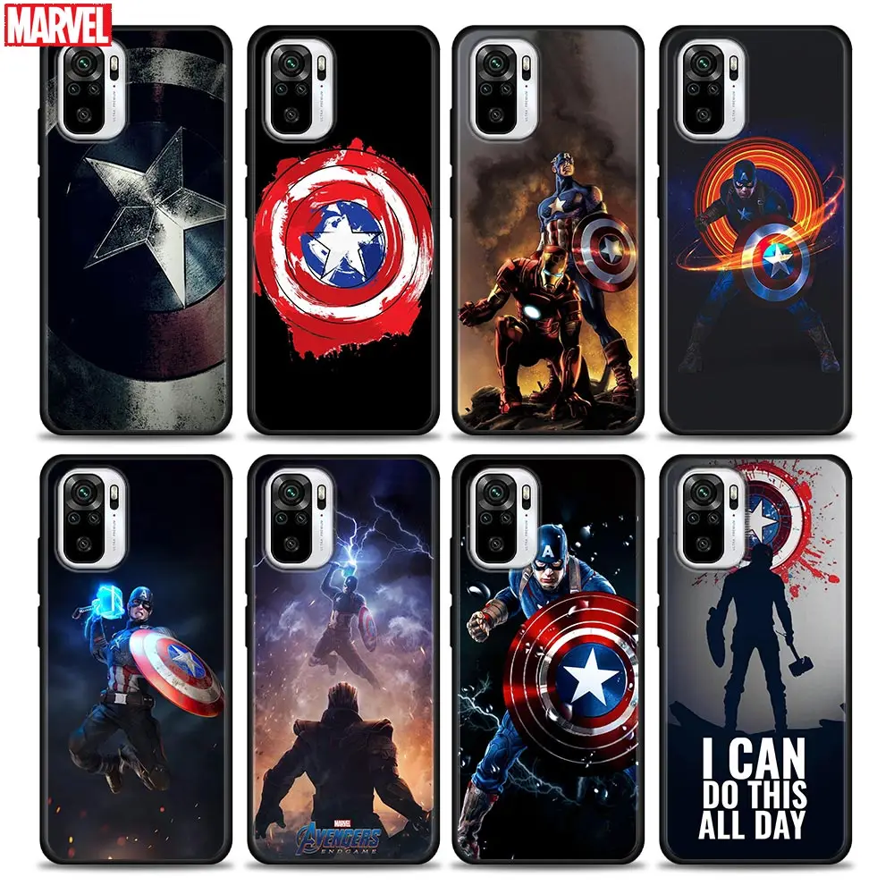 

Phone Case for Redmi Note 10 11 11S 11E 7 8 8T 9 9S 9T Pro Plus 4G 5G Soft Silicone Case Cover Captain America Thor's Marvel