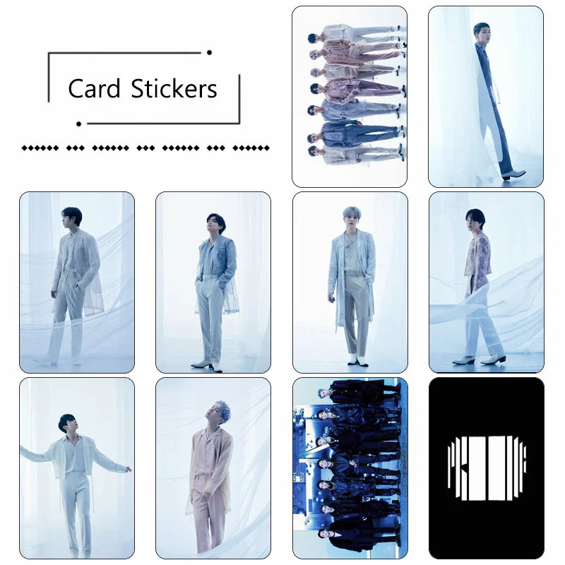 

10Pcs/Ser Wholesale Kpop Bangtan Boys Card Stickers New Album Proof Photo Card Sticker Crystal Card Stickers For Fans Collection