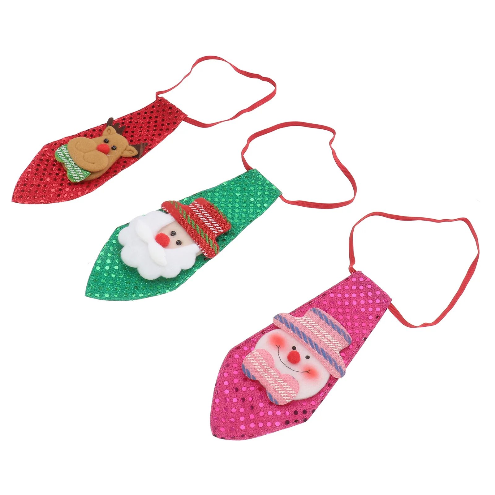 

3PCS Necktie Sequin Christmas Tie Kids Necktie for Christmas Festival