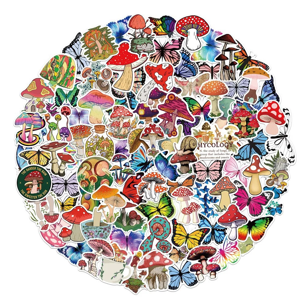 

10/30/50PCS Cartoon New Animal And Plant Butterfly Mushroom Creative Sticker Laptop Phone Guitar Car Waterproof StickerWholesale