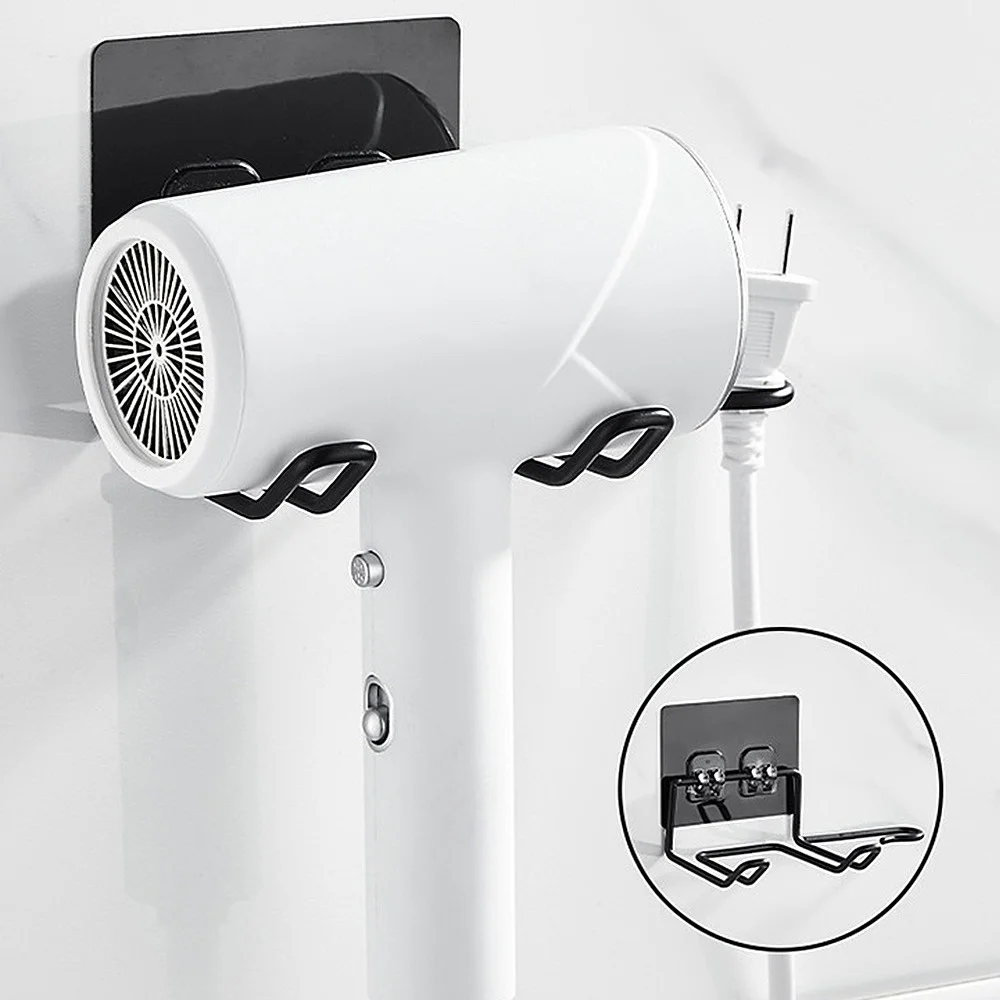 

Wall Rack Mounted Hair Dryer HolderStraightener Organizer Bathroom Holders Hair DryerRack Shelf Accessories Bathroom Storage