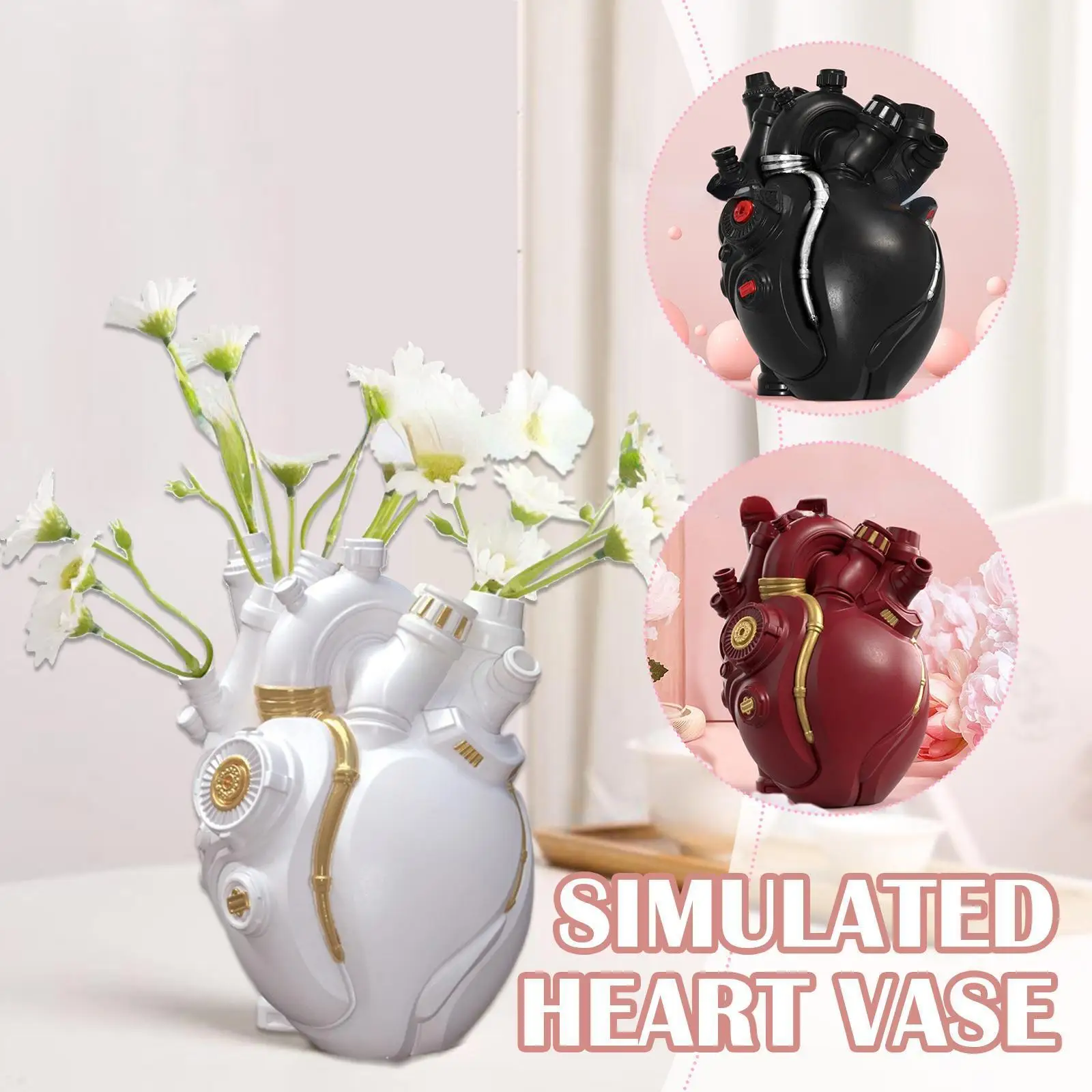 

Simulated Heart Vase Dried Flower Container Ornaments Decor Desktop Pots Garden Decoration Home Sculpture Vases B I6u7