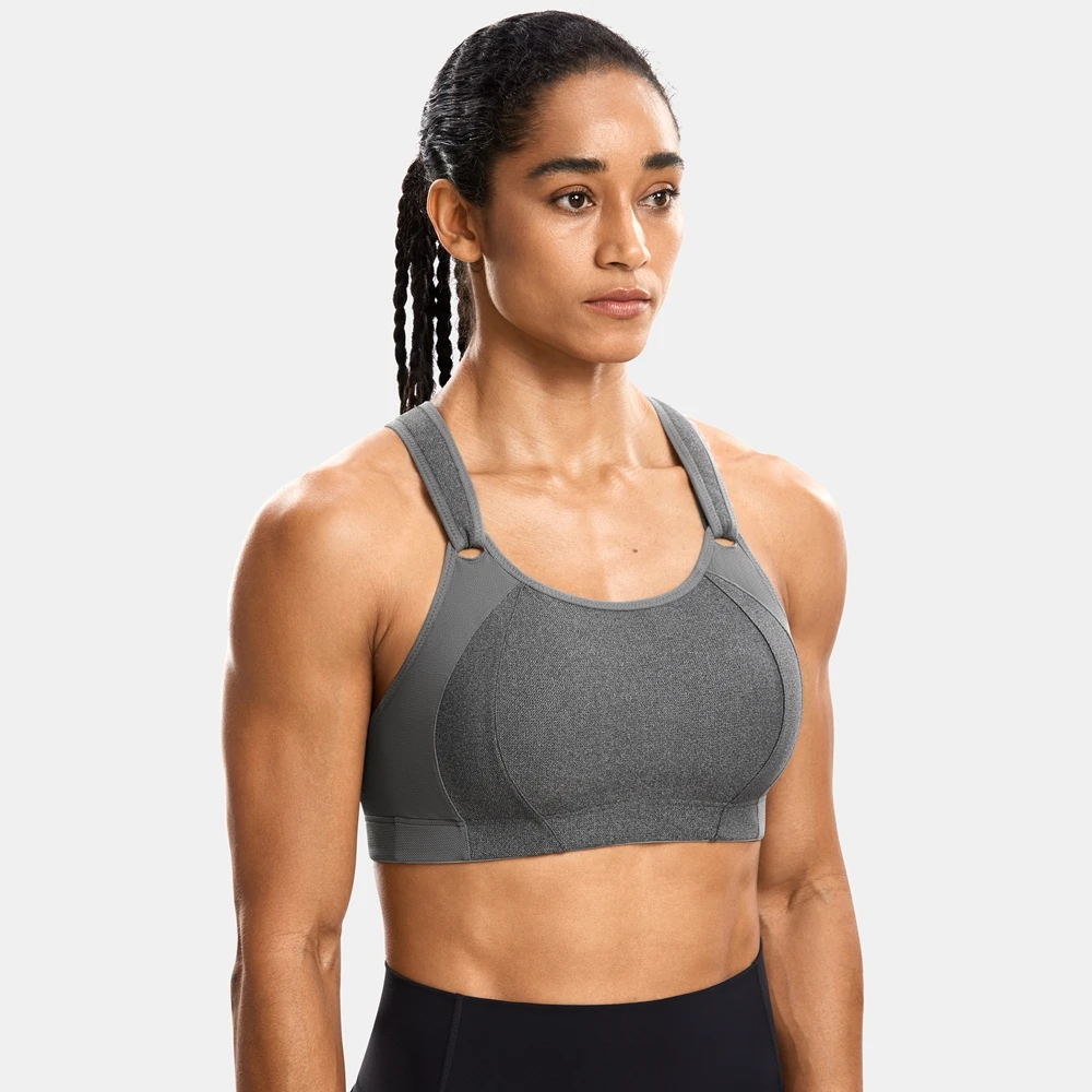 SYROKAN Sports Bra Front Adjustable High Impact Support  Lightly Padded Wireless Racerback Workout Running Brassiere Tops Bras