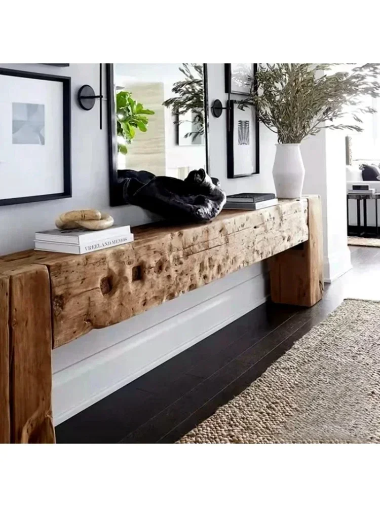 Длинный узкий стол из дерева с естественным ветром консоль массива Miji Wind Console