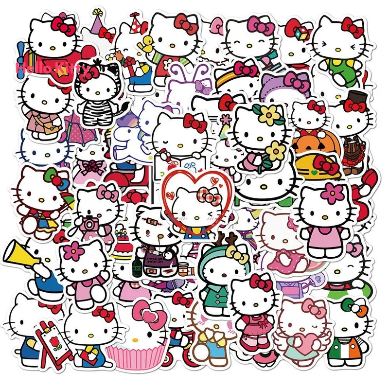 

100 шт., водостойкие наклейки «Hello Kitty»