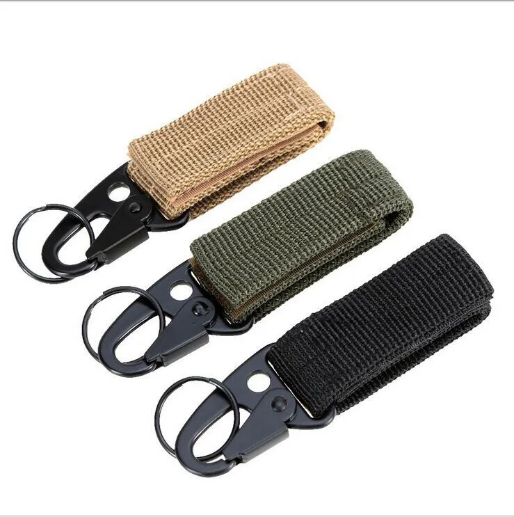 

2Pc Tactical Molle Key Ring Chain Gear Clip Key Keeper Keychain Nylon Belt Key Holder Carabiners Hanger Buckle Hook Outdoor Tool
