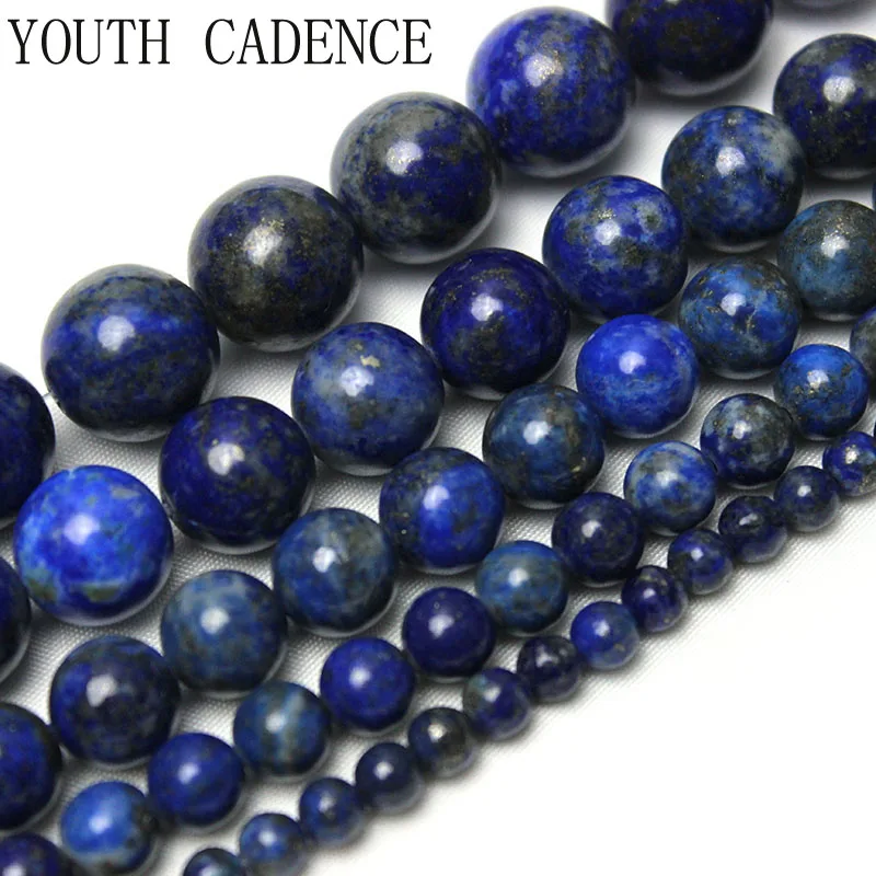 

Natural 6A Lapis Lazuli Stone Round Loose Beads 15" Strand 4 6 8 10 12MM Pick Size For Necklace Bracelet DIY Jewelry Making