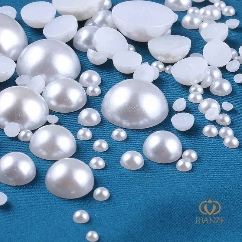 Высококачественные полужемчужные плоские полушарики из белого АБС-пластика