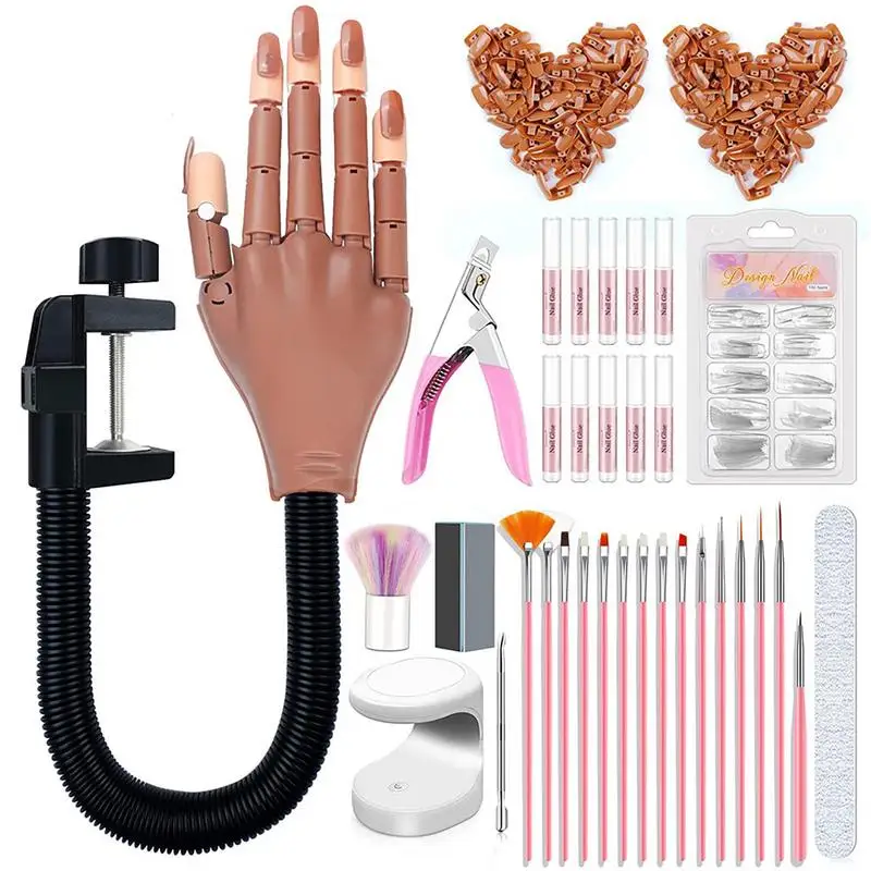 

Практическая ручка для акриловых ногтей, многоразовый ручной набор «сделай сам» для практики ногтей, искусственные руки для практики ногтей, искусственные ногти