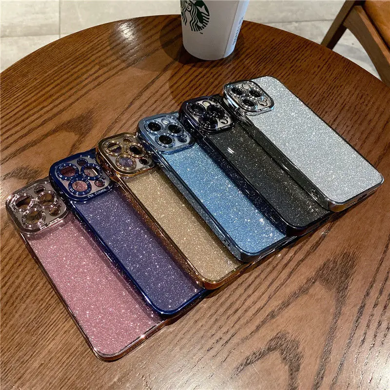 

Luxury Electroplated Glitter Phone Case For iPhone 13 12 11 Pro Max X XS XR 7 8 6 6s plus sparkle Bling Shell