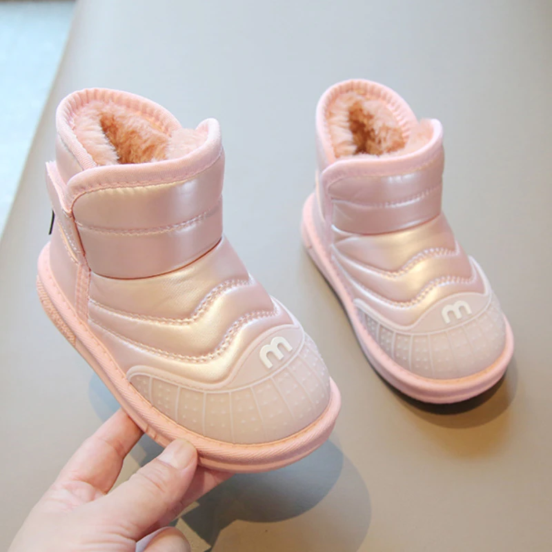 

Winter Children Snow Boots New Girls Fashion Simple Design Boys Plush Short Boots Kis Warm Thicken Cotton Shoes Causal Versatile